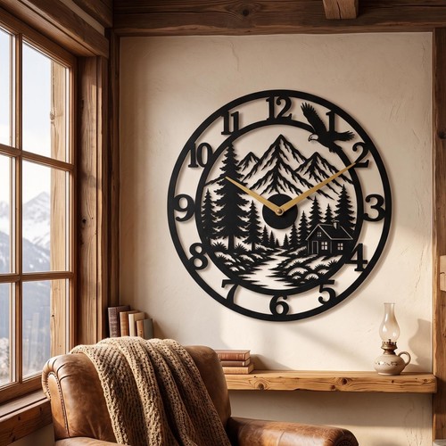 Mountain forest clock - clock., modern