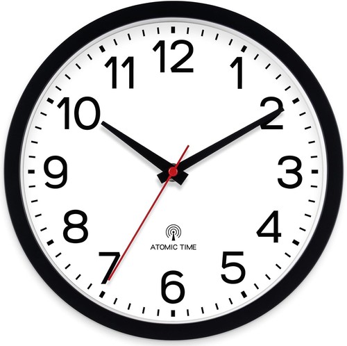 Atomic black wall clock - clock, analog