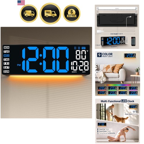 Large digital wall clock - 16.5",